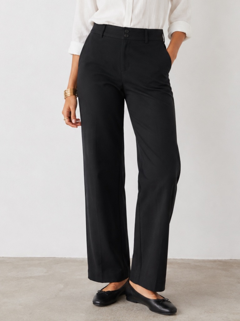 LEE Secretly Shapes Straight Leg Black Mid Rise Stretch Pants Size 8 Medium EUC